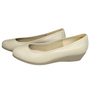 Rockport Lexington Cream Off White Leather Ballet Wedge Heel Comfort Classic